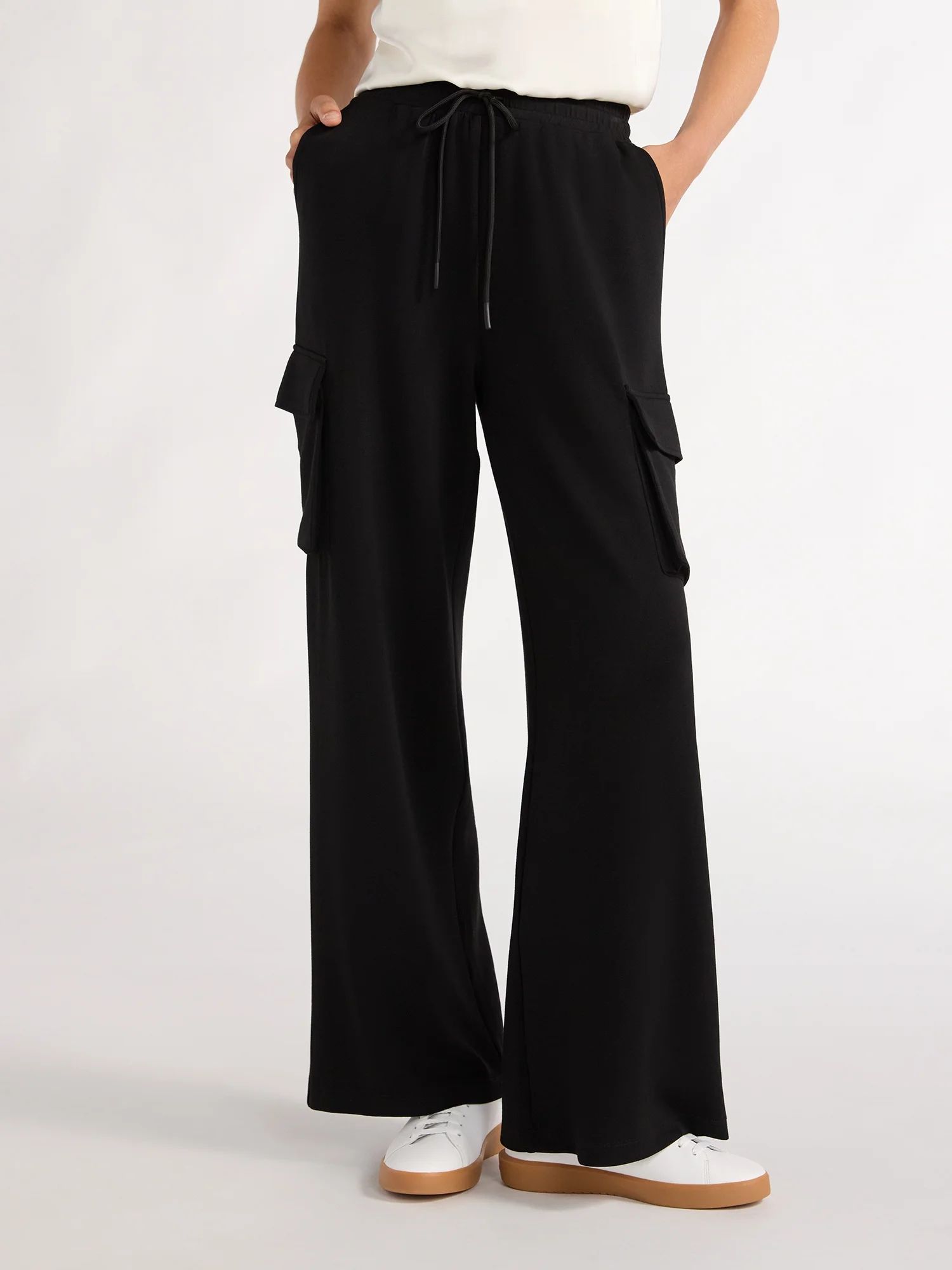 Scoop Women's Ultimate ScubaKnit Wide Leg Cargo Pants, Sizes XS-XXL | Walmart (US)