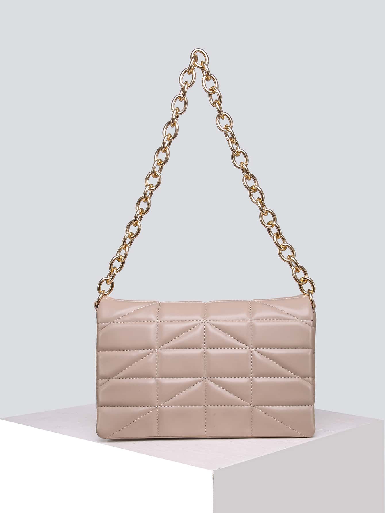 Quilted Pattern Chain Square Bag | SHEIN
