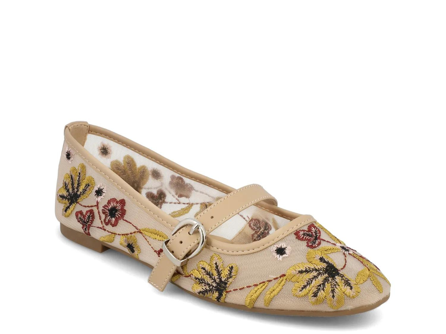 Mia Bluet Mary Jane Flat | Women's | Light Blush/Multicolor Floral Embroidery | Size 8.5 | Flats | Mary Jane | DSW