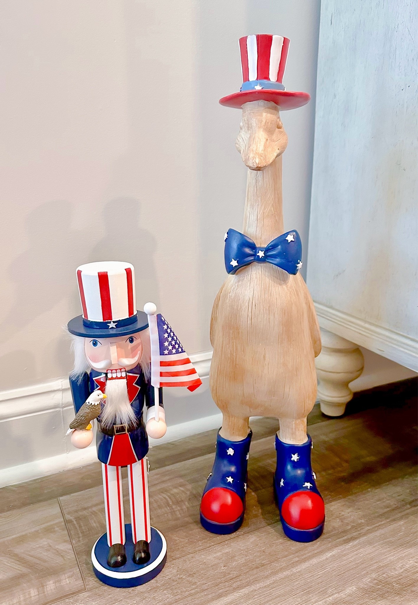 Little Patriotic Cuties - the Oversized Top Hat Bow Tie Duck is Outdoor Safe! Love the Eagle on the Nutcracker & the Flag!

Memorial Day. Americana. Fourth of July. July 4th. America 250 @Marshalls

#LTKHome #LTKSeasonal