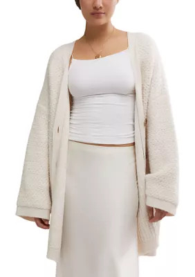 Free People Women's Herringbone Stitch Kimono, Ivory, XS | Belk