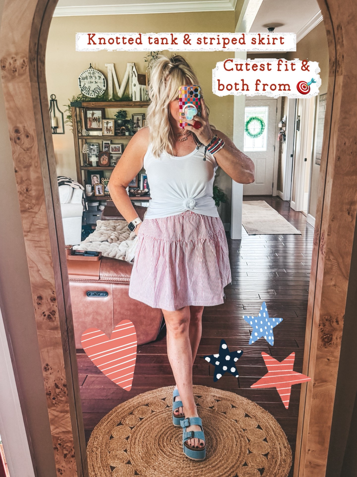 Cutie knotted tank and striped skirt…both from 🎯 Wearing a medium in both.

#LTKootd #LTKOver40