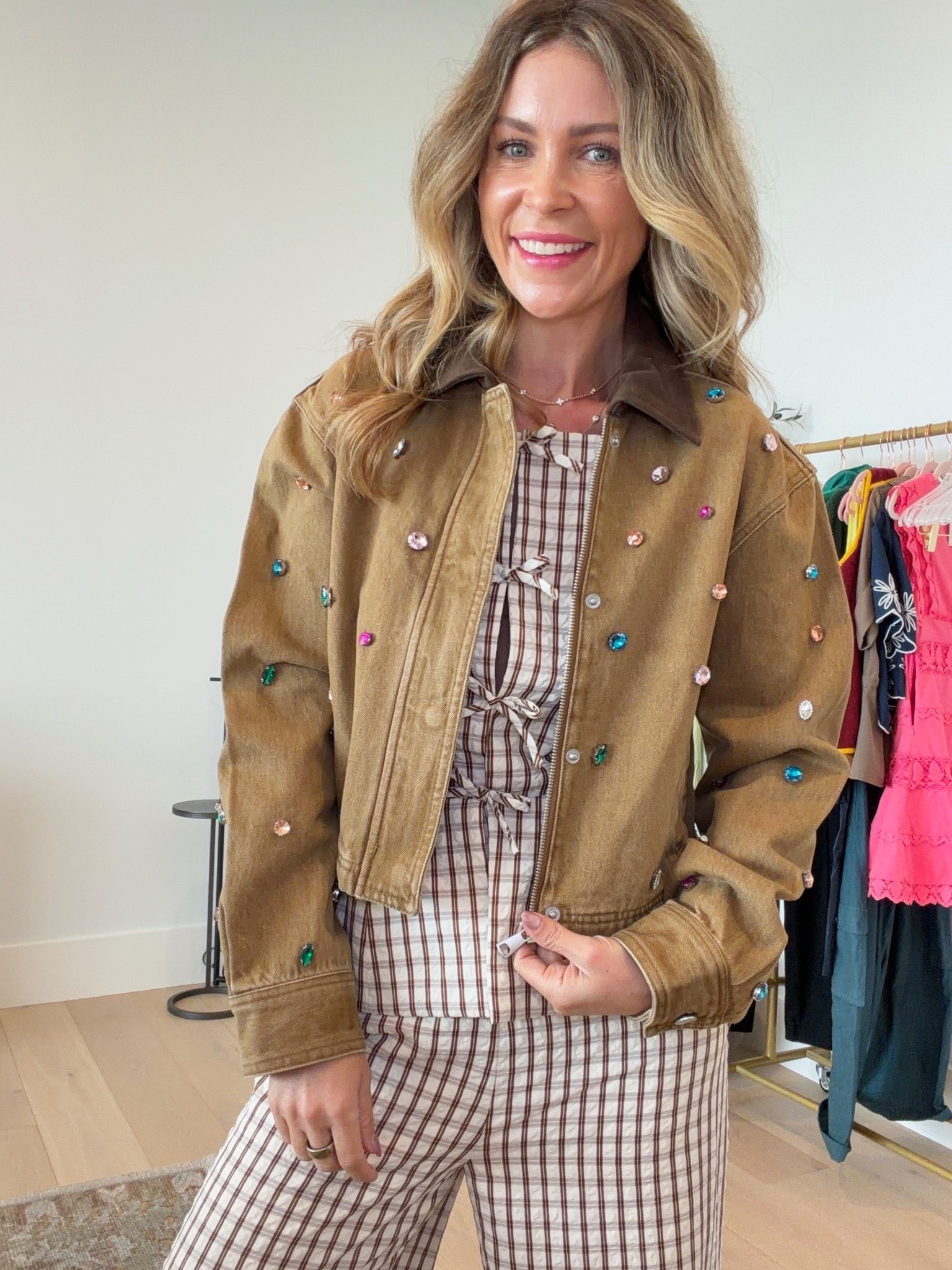 The cutest jacket! Love the embellished details 😍 wearing size small @Macys @Avec les filles 

#LTKOver40 #LTKPetite #LTKootd