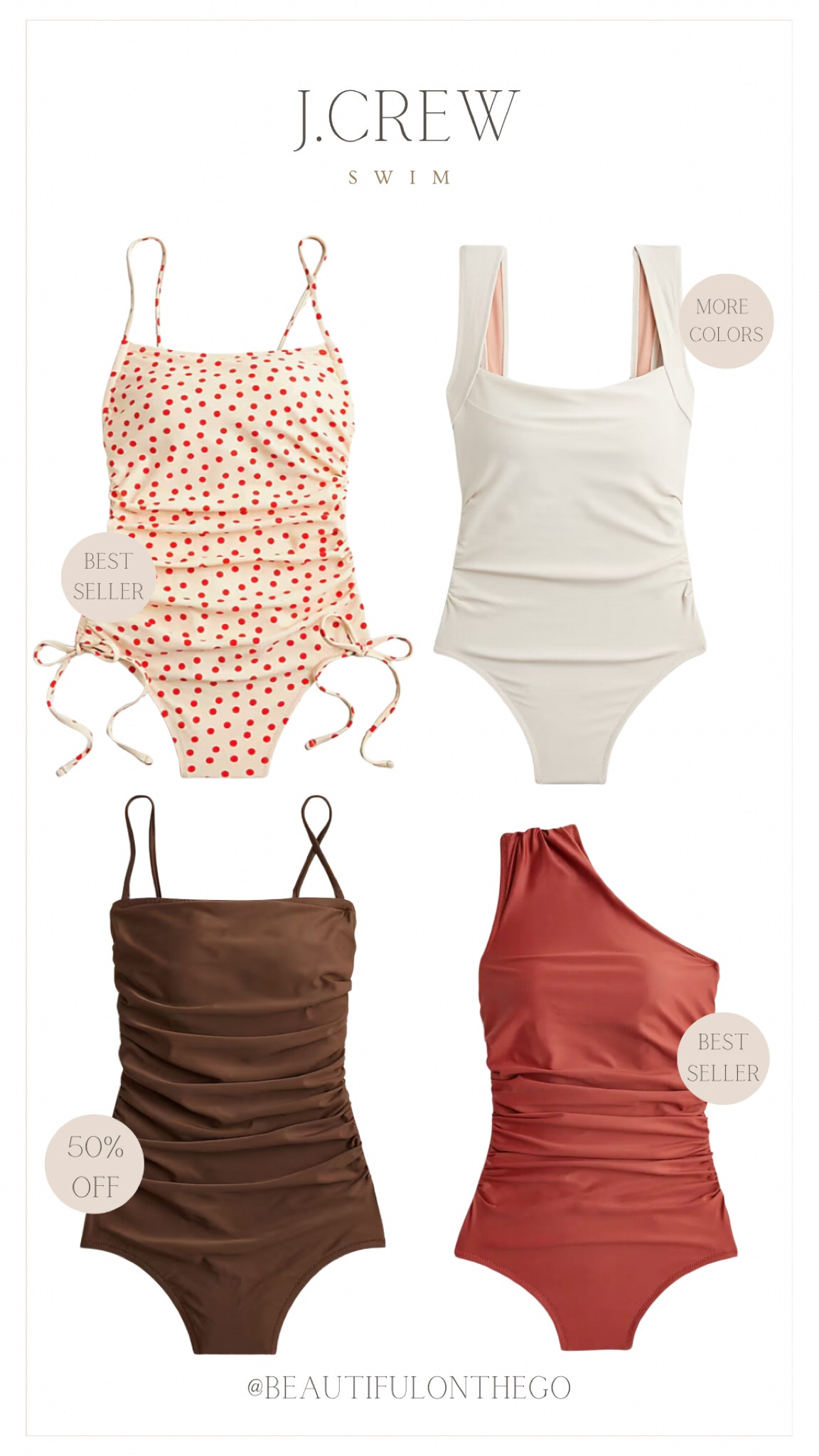 J.Crew Swimsuits on sale! 
One piece swimsuit, tummy control suit, ruched swimsuit, mom swimsuit. 
#j.crewswim
#j.crew
#Onepiece 
#flatteringswimwear
#Women’sswim
#beachoutfit
#Vacationoutfit 

#LTKStyleTip #LTKSwim #LTKSaleAlert