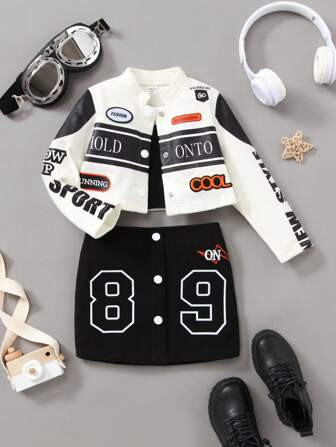 Streecool Kids 2pcs Young Girl Long Sleeve Floral Top And Pleated Fashionable Skirt Set | SHEIN U... | SHEIN