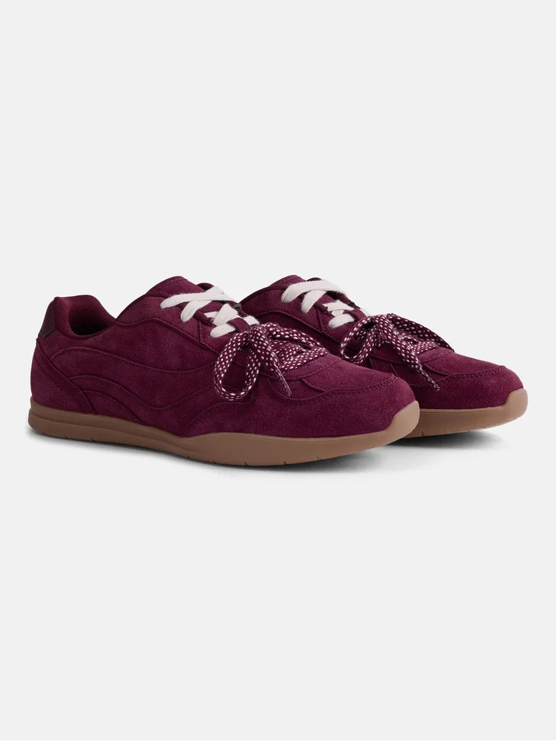 No Boundaries Women's Faux Suede Double Lace Sneakers | Walmart (US)