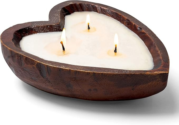 Amazon.com: Jollifiers Heart Dough Bowl Candle - Romantic Candles with Candle Snuffer & Heart Can... | Amazon (US)