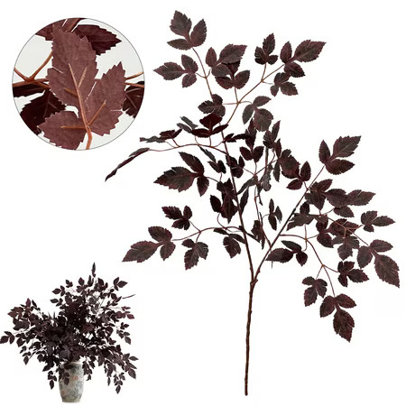 Dark Burgundy Artificial Cimicifuga Leaf Stem, Plum Fall Foliage Spray for Vase Arrangement, Indoor Mantel Dining Table Autumn Decor, 1 Pack, 32 Inch | Walmart (US)