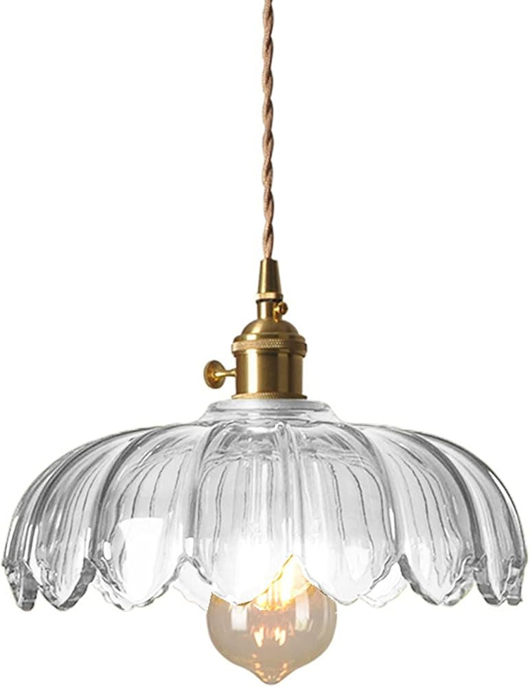 Industrial Vintage Pendant Lighting Fixture Glass Lotus Lamp Shade Farmhouse Pendant Light Chande... | Amazon (US)