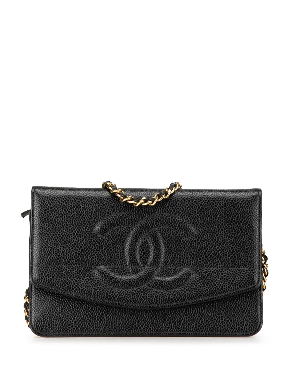 CHANEL Pre-Owned 1997-1999 CC Caviar Wallet On Chain Crossbody Bag | Black | FARFETCH | Farfetch Global