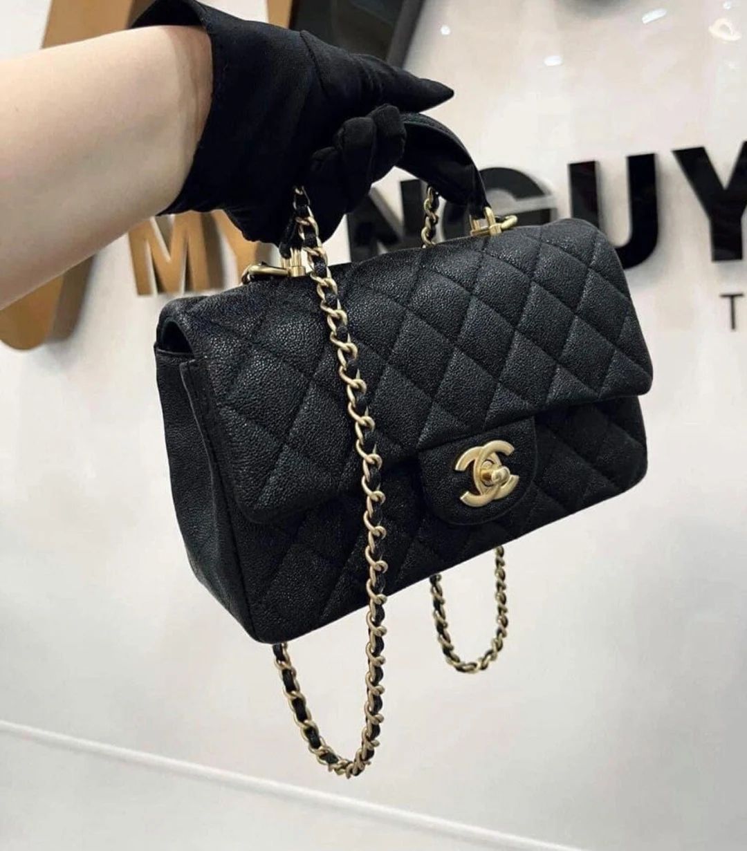 Chanel Mini Flap Bag With Top Handle Black for Women - Etsy UK | Etsy (UK)