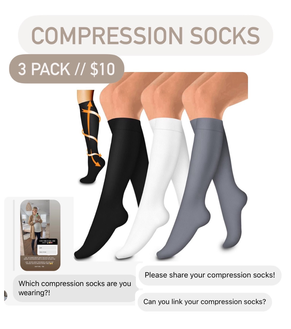 Compression socks 🧦 $10 for 3-pack // pregnancy favorite

maternity, travel, Amazon find  

#LTKfindsunder50 #LTKtravel #LTKbump