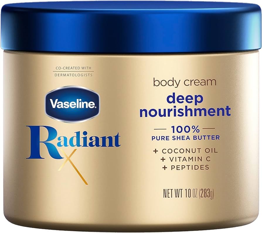 Vaseline Radiant X Deep Nourishment Body Cream 100% Pure Shea Butter, Coconut Oil, Vitamin C, & P... | Amazon (US)