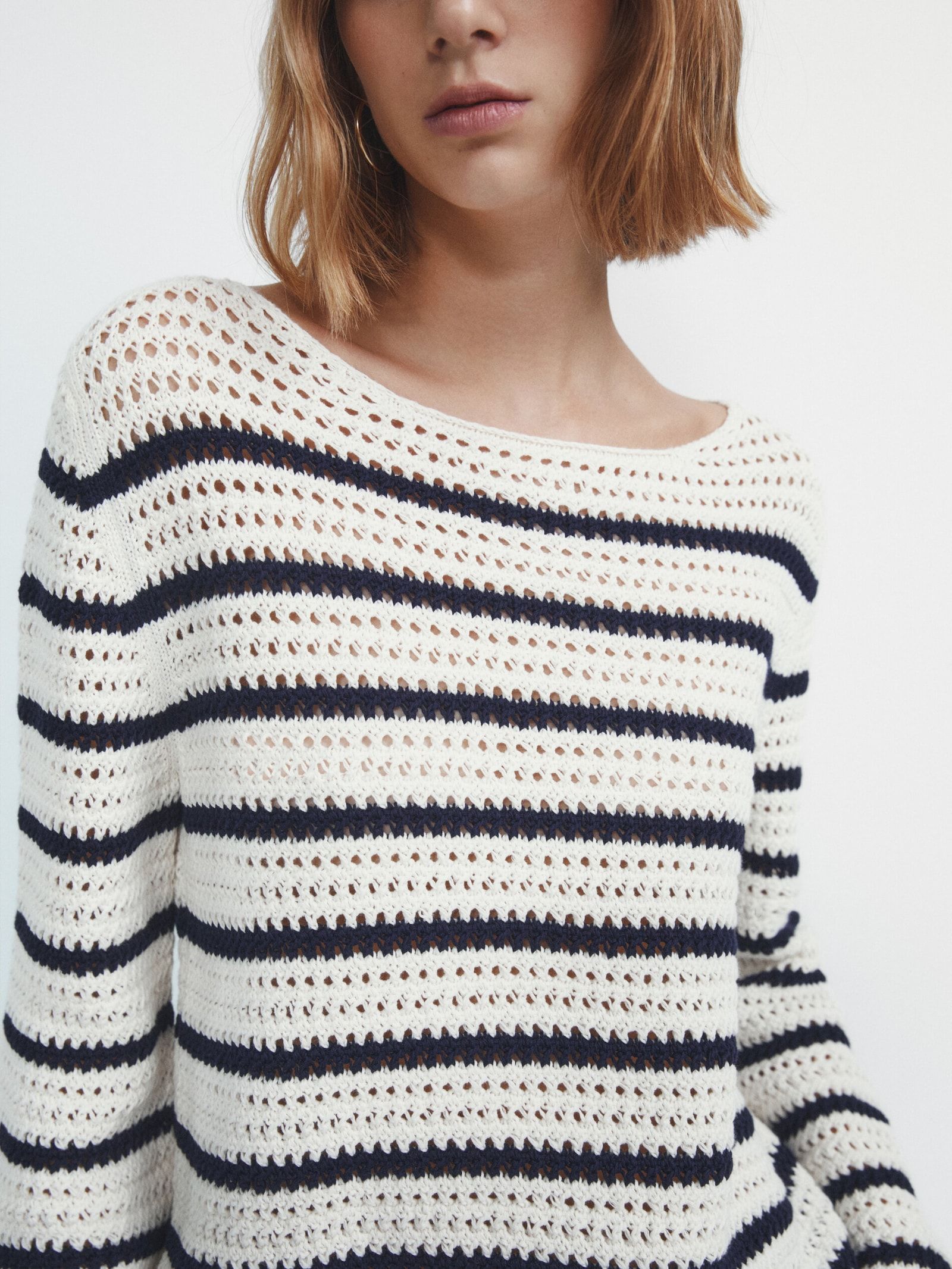 Striped crochet knit sweater | Massimo Dutti (US)