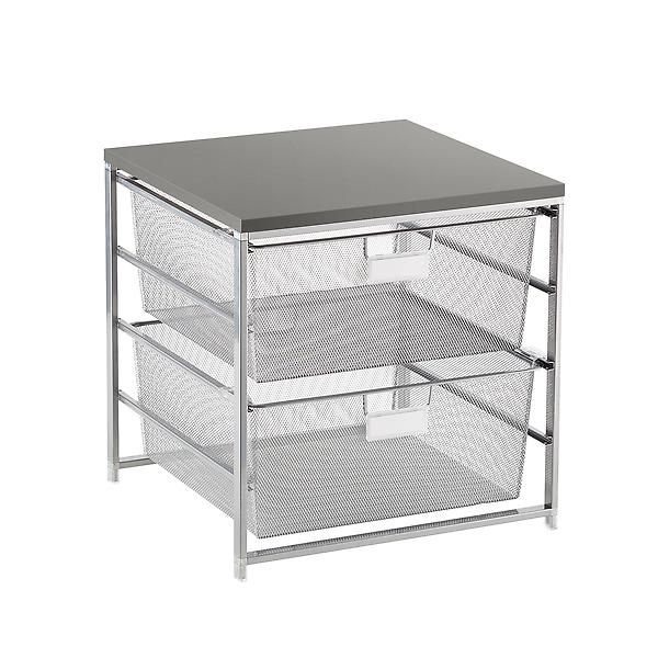 Elfa Platinum & Grey Cabinet-Sized Mesh 2-Drawer Solution | The Container Store