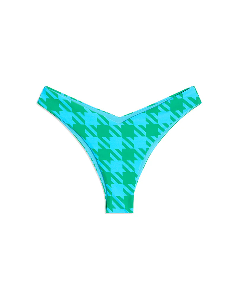 Delilah Oversized Houndstooth Bikini Bottom - Aqua Kelly Green M | We Wore What