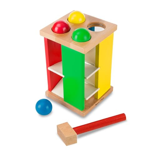 Melissa & Doug Deluxe Pound and Roll Wooden Tower Toy with Hammer, White | Amazon (US)