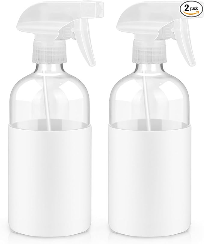 2 Pack Glass Spray Bottles with Silicone Sleeve, 16 oz Empty Refillable Containers with Adjustabl... | Amazon (US)