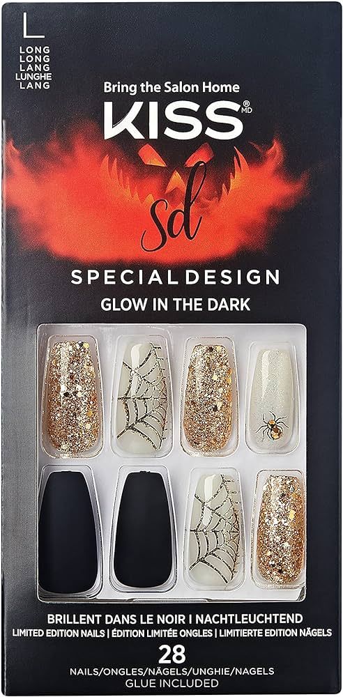 KISS Special Design Halloween Fake Nails, Glow-In-The-Dark, Style ‘Freaky Friday’, with Pink ... | Amazon (US)