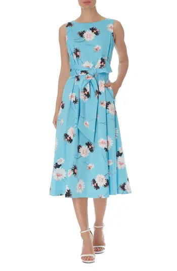 ANNE KLEIN Daisy Sleeveless Tie Waist Midi Dress | Nordstrom | Nordstrom