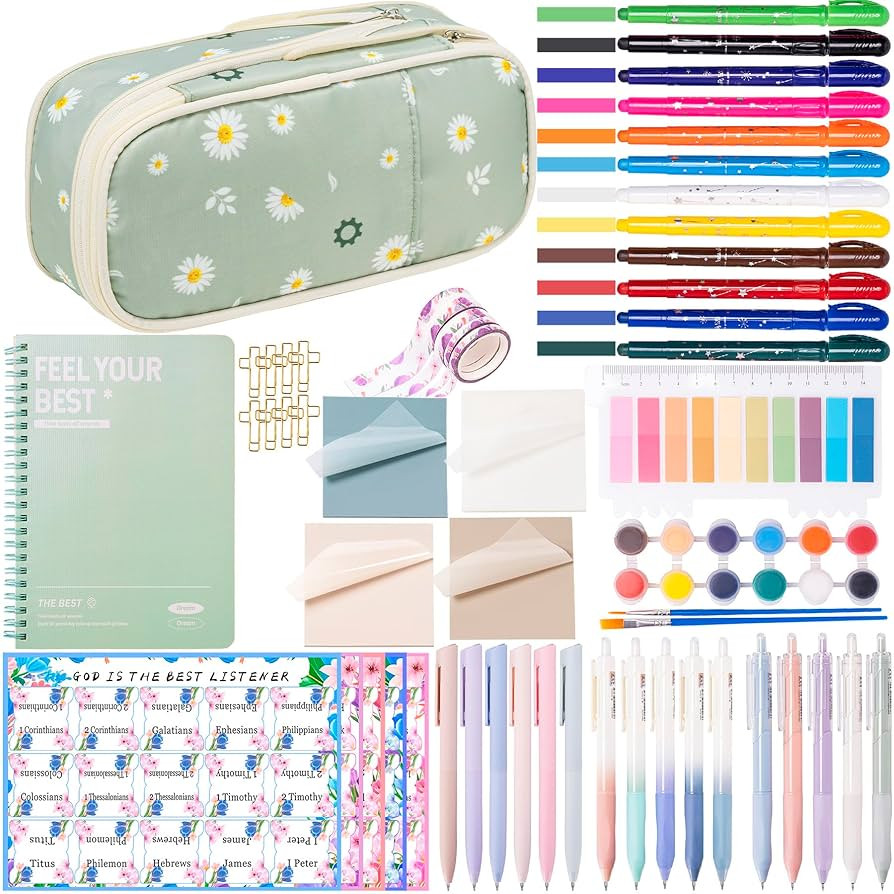 Bible Study Supplies for Women & Journaling Kit - Pencil Case, 12 Colored Highlighters No Bleed, ... | Amazon (US)