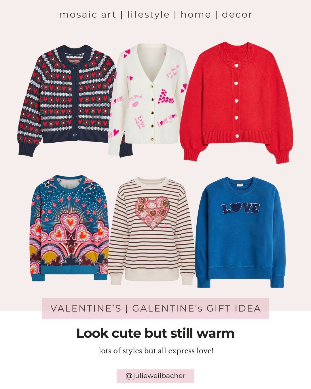 Dressing in hearts for Valentine’s Day/Galentine’s is so sweet! I love to do it too! ❤️ Here are a few sweatshirts + cardigans which caught my eye and would be perfect for happy hour, brunch, or a quiet get together.

#valentinesdayoutfit #galentines #heartsweater #heartcardigan #valentinestop #heartsweatshirt #boxofchocolates #valentinesday #lovesweatshirt #boden #collegiatefontsweatshirt #amazon #talbots #oldnavy #jcrewfactory #lillypulitzer

#LTKMidsize #LTKSeasonal #LTKValentine