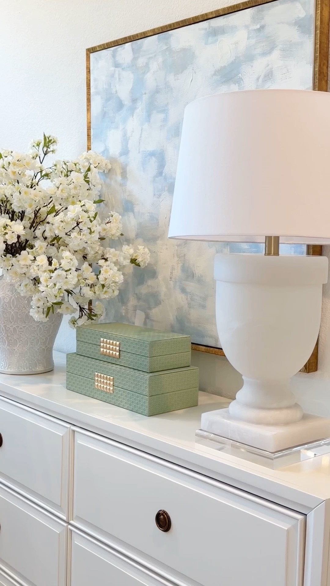 The acrylic riser I used to elevate this lamp is on sale! I have the largest size here 