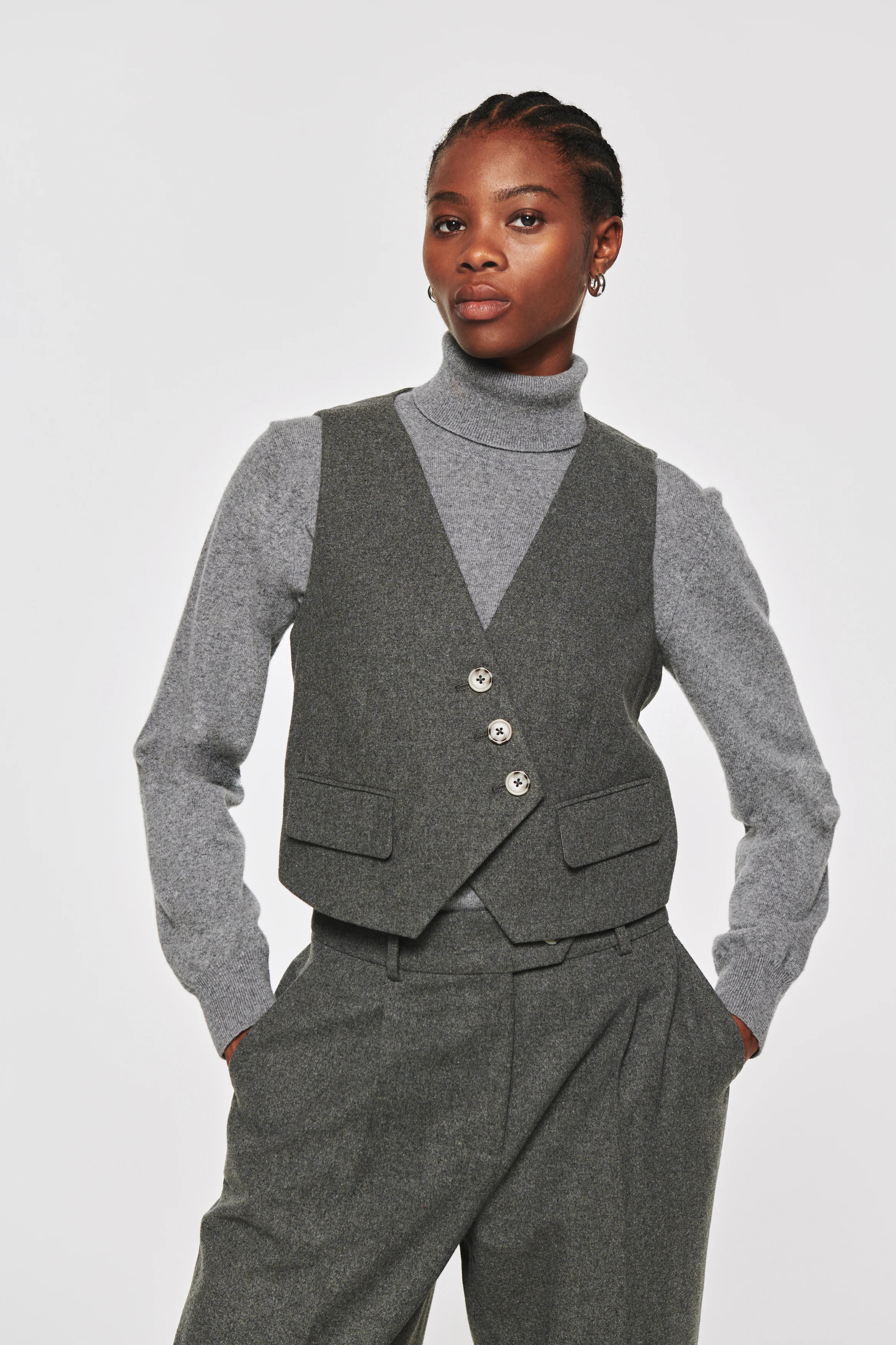 Kyla | Wool Waistcoat in Grey | ALIGNE | ALIGNE USA