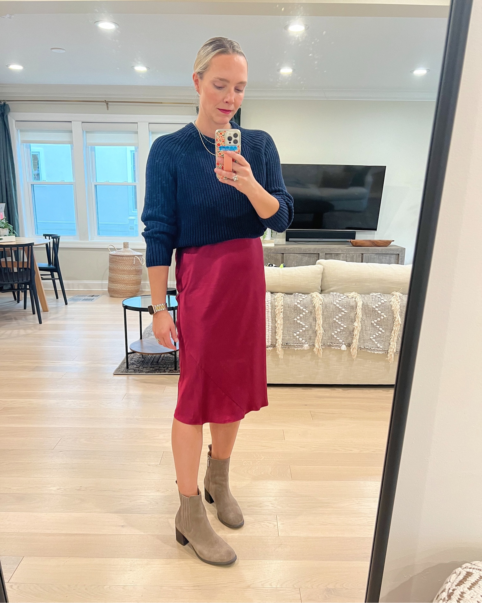 Love the silk slip dress with a knit sweater on top 

#LTKfindsunder100 #LTKHoliday #LTKparties