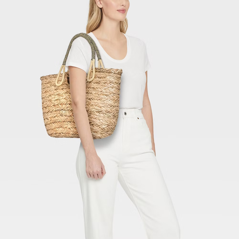 Hand Woven Straw Seagrass Tote Bag - A New Day Natural | eBay | eBay US