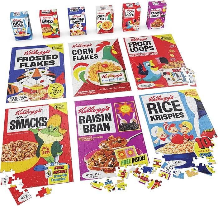 Spin Master Games, Kellogg's Cereal 100-Piece Puzzles 6-Pack, Square Cereal Boxes Puzzle Gift Set... | Amazon (US)