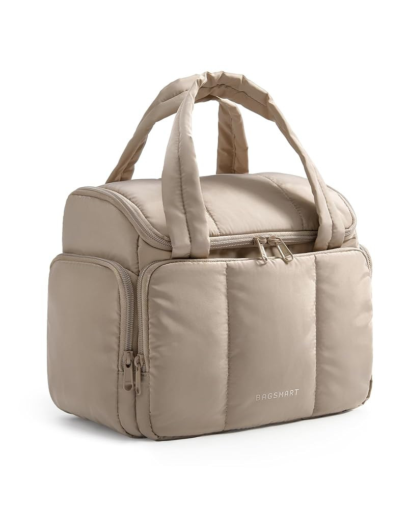 BAGSMART Toiletry Bag for Women with Dual-Padded Handles, Puffy Lightweight Makeup Bag for Makeup... | Amazon (US)