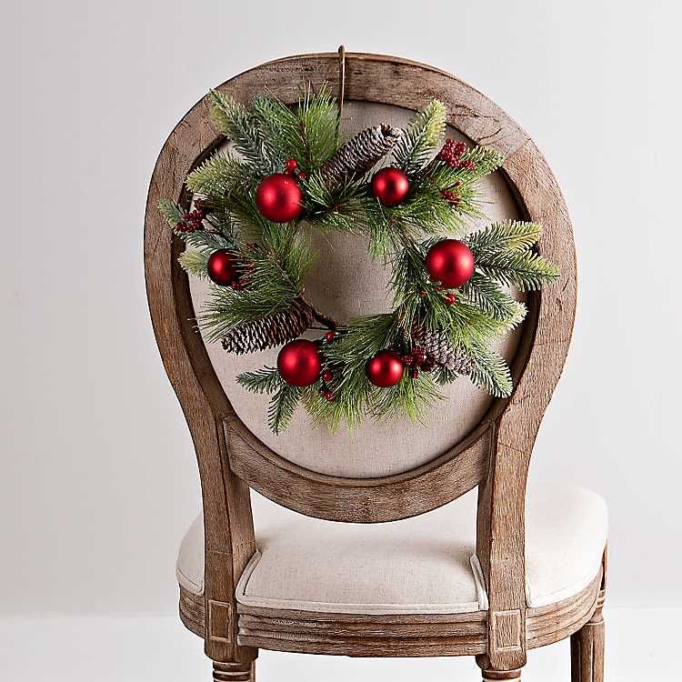 New!Red Ornaments and Pine Mini Wreath | Kirkland's Home