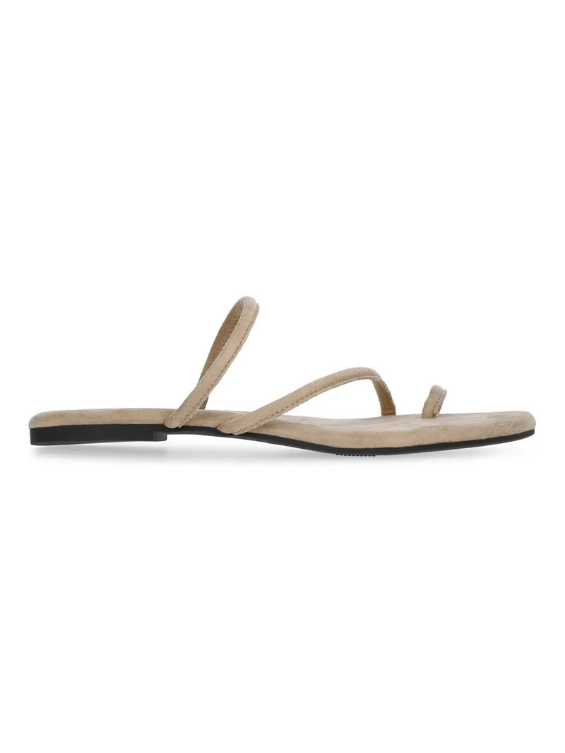 Time and Tru Women's Faux Suede Barely There Toe Loop Sandals | Walmart (US)