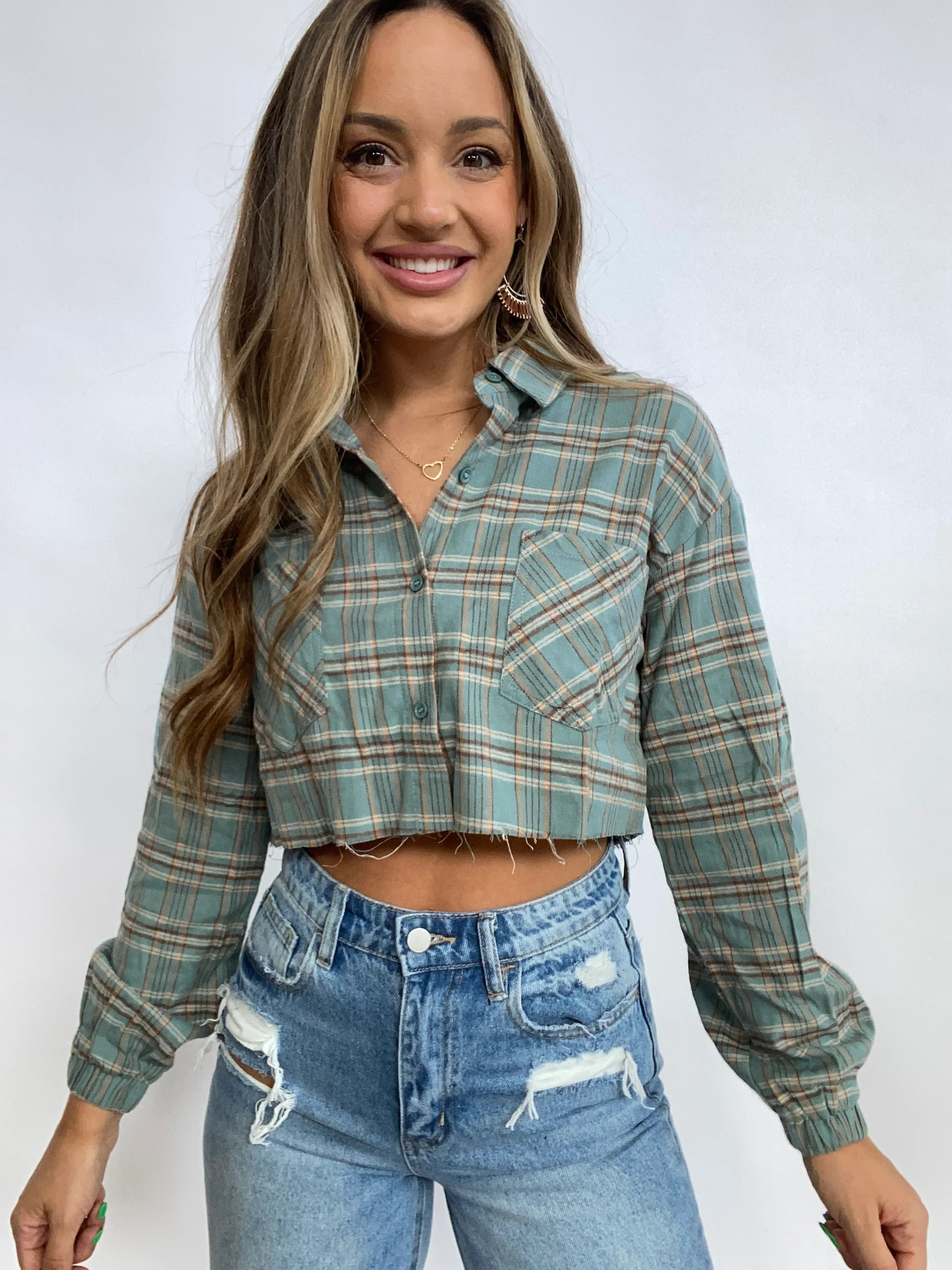 Rory Plaid Cropped Flannel | Willow Boutique