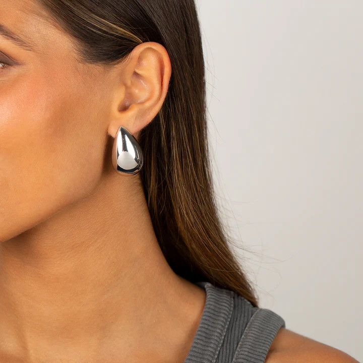 Chunky Solid Teardrop Hoop Earring | Adina Eden