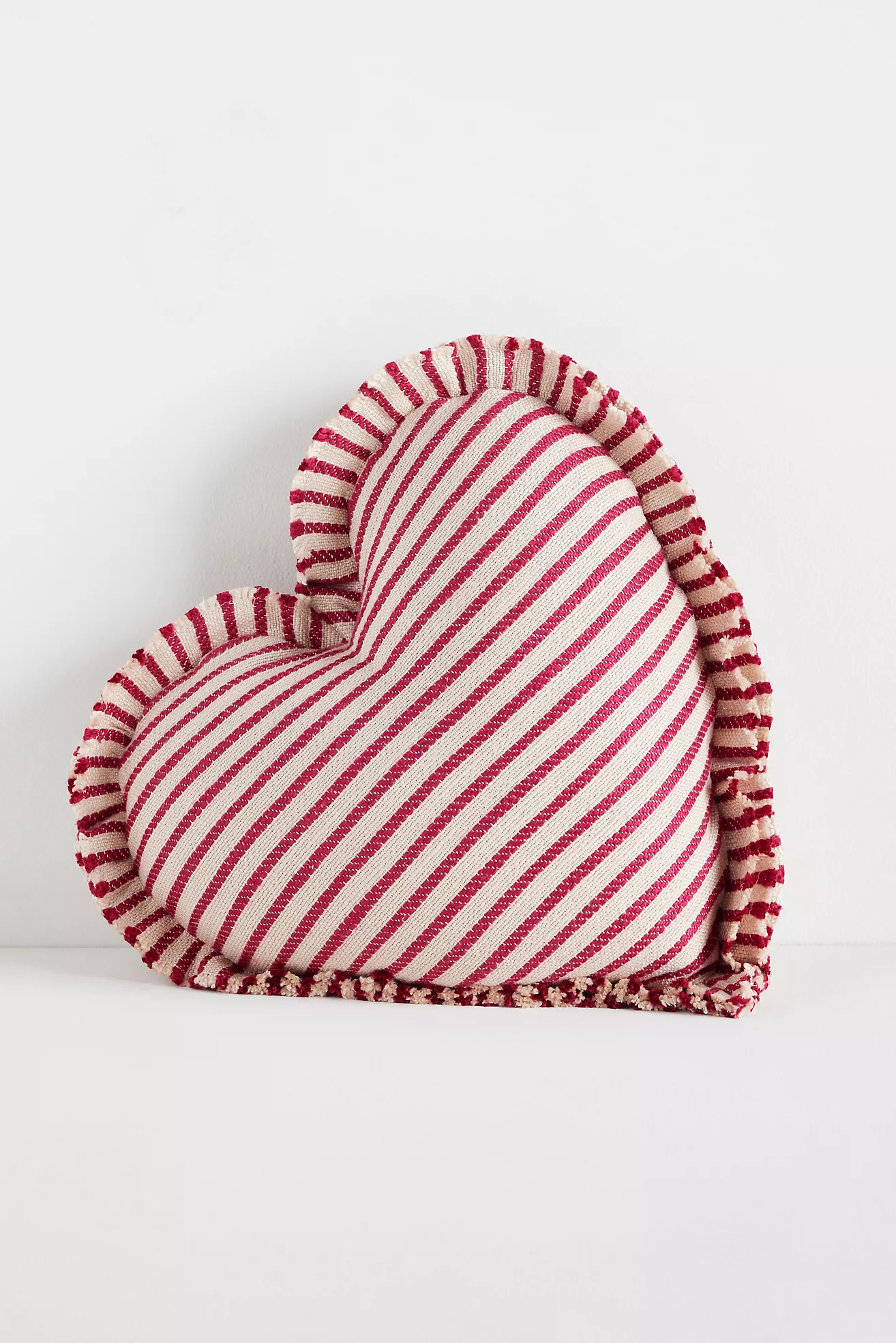 Luxe Linen Blend Stripe Heart Pillow | Anthropologie (US)
