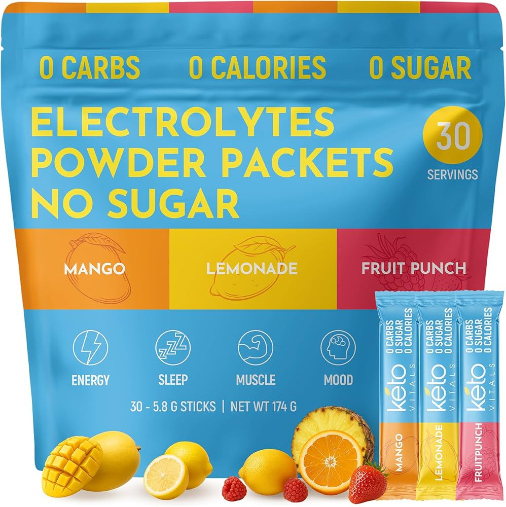 Keto Vitals Original Electrolytes Powder Packets | Keto Friendly Electrolyte Hydration Packs | Su... | Amazon (US)