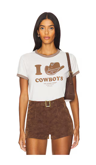 I Heart Cowboys Perfect Ringer Tee in Bone & Brown | Revolve Clothing (Global)