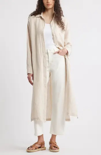 Long Sleeve Linen Button-Up Duster | Nordstrom