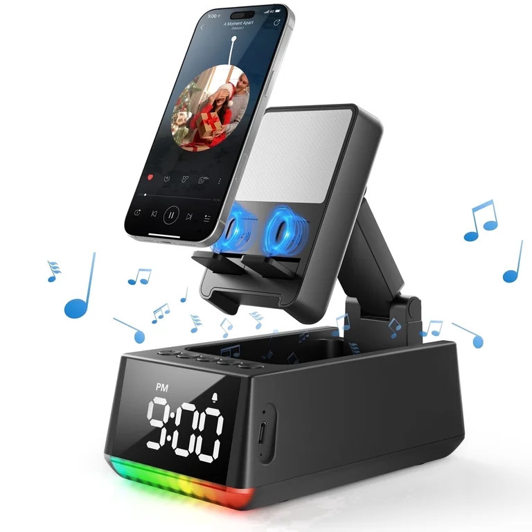 Wireless Induction Bluetooth Speaker, 5-in-1 Cell Phone Stand with Stereo Sound and Rechargeable ... | Walmart (US)