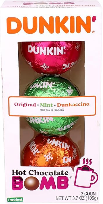 Dunkin' Hot Chocolate BOMB Gift Set, 3 Flavors: Original, Mint, Dunkaccino, 3.7 oz, Cocoa Stockin... | Amazon (US)
