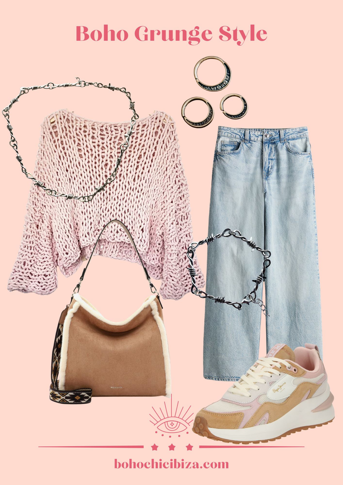 Boho Grunge Style ♡
Jeans y Jersey rosa hecho a mano 
Bolso de Tamaris
Sneakers de Pepe Jeans
Joyas hechas a mano 

 #LTKespana #LTKwinter #LTKstyletip