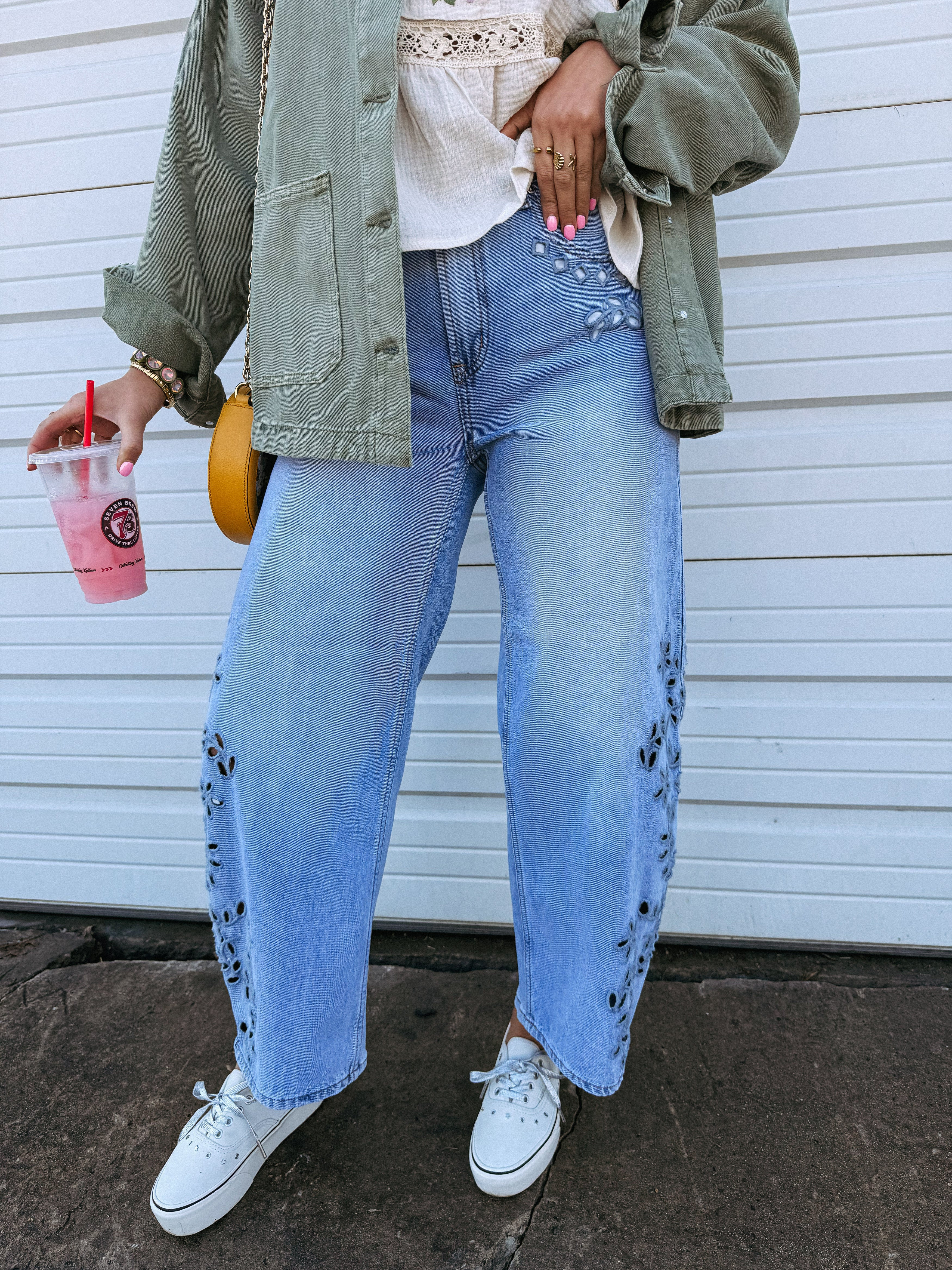 azalea eyelet barrel jeans | Etta+East