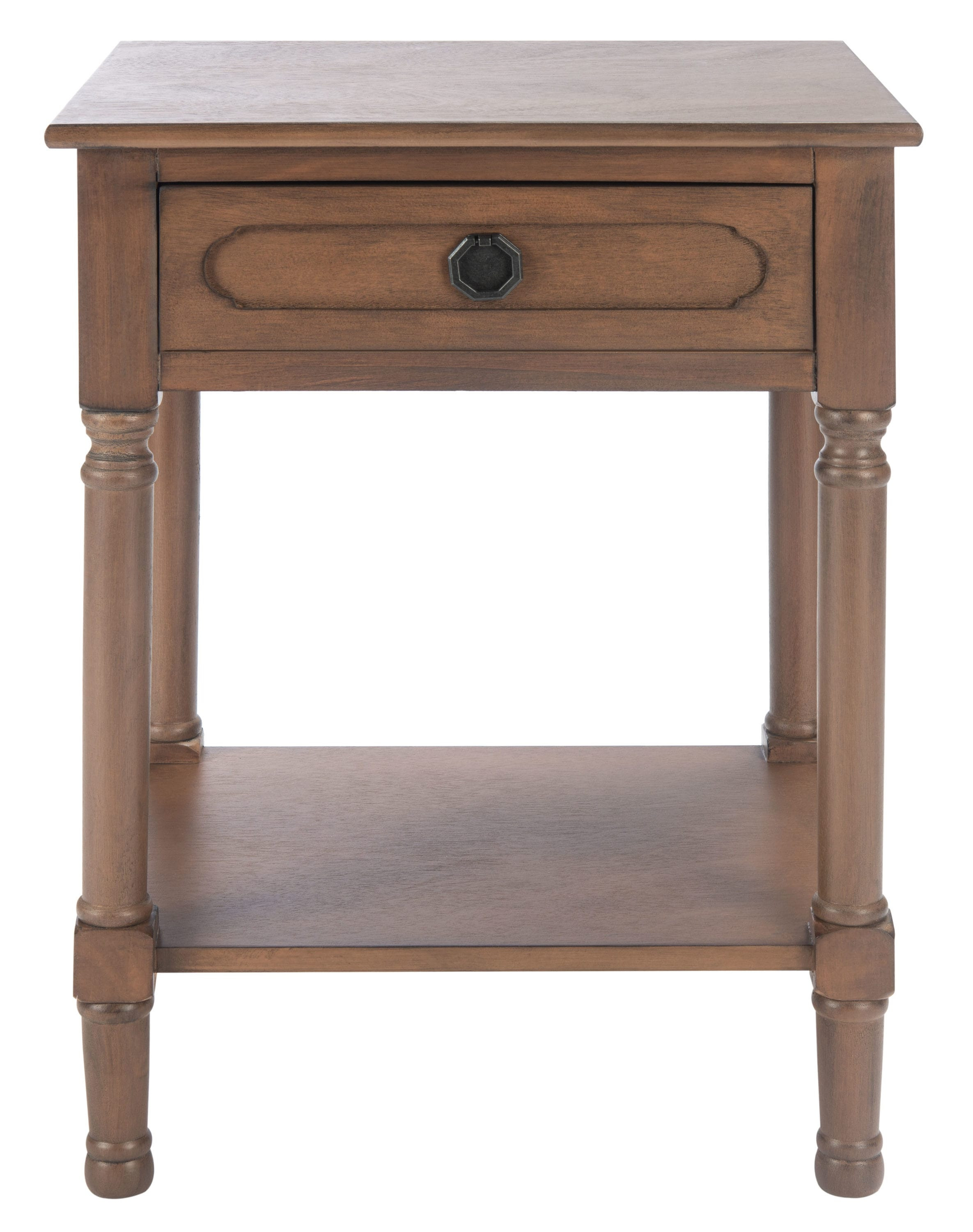 Safavieh Allura 19-in W x 26-in H Brown Wood Country End Table with Storage Assembly Required | Lowe's