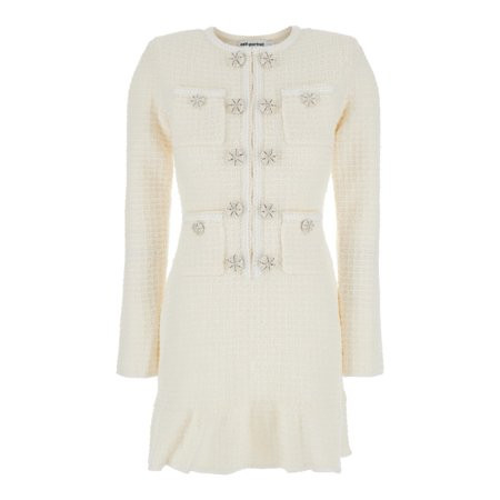 Self-Portrait Female Cream Buttoned Knit Mini Dress White Sizes standard XXXS-7XL | Walmart (US)