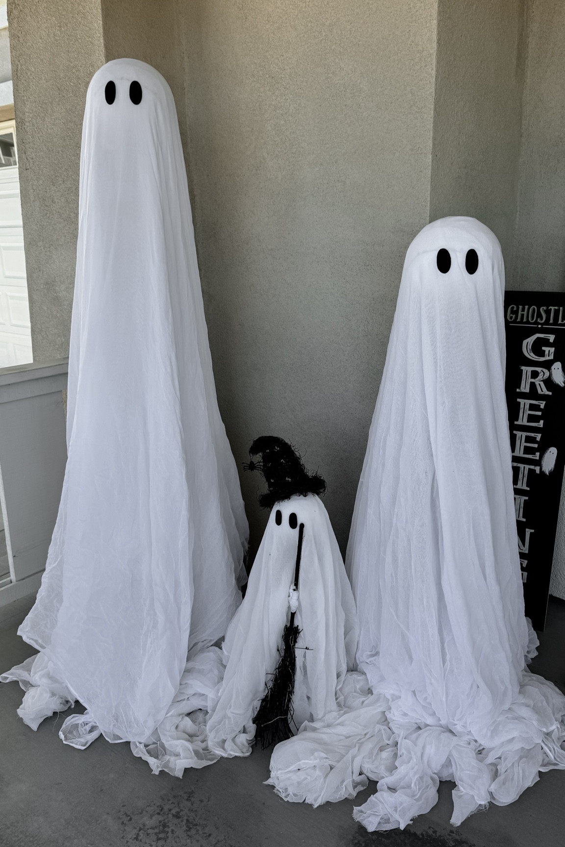 My light up porch ghost family is so adorable! 
I got two 6ft ghosts and on one of them didn’t add one section of the poles to make it shorter and the little witch ghost for Lucas 🥹

#LTKHome #LTKSeasonal #LTKHalloween