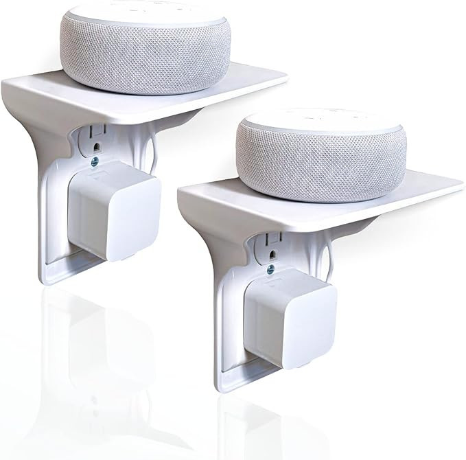 BeraTek Industries Storage Theory Power Perch Single Wall Outlet Shelf 2 Pcs White - Home Wall Sh... | Amazon (US)