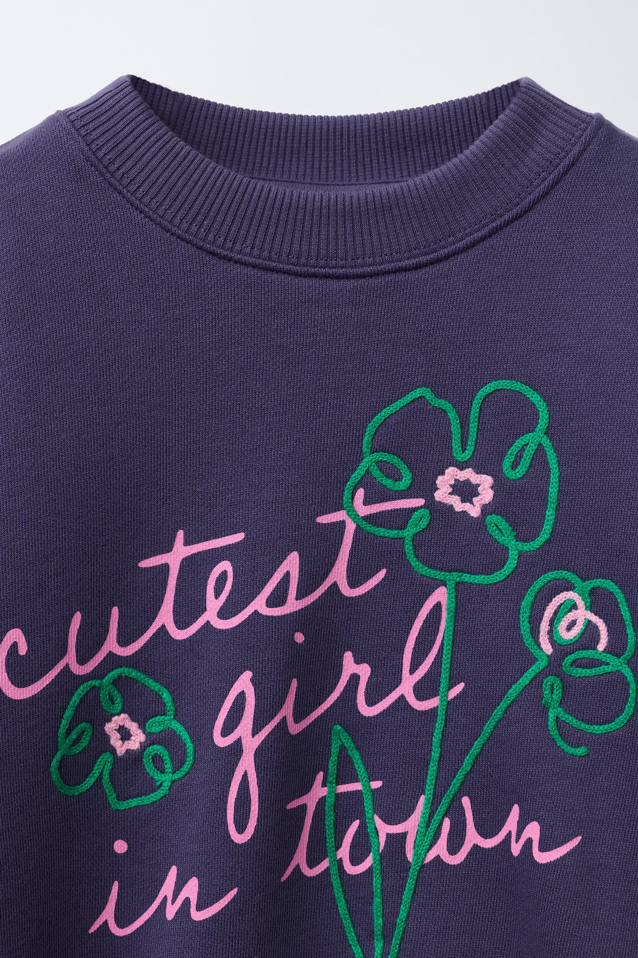 TEXT EMBROIDERY SWEATSHIRT | Zara US