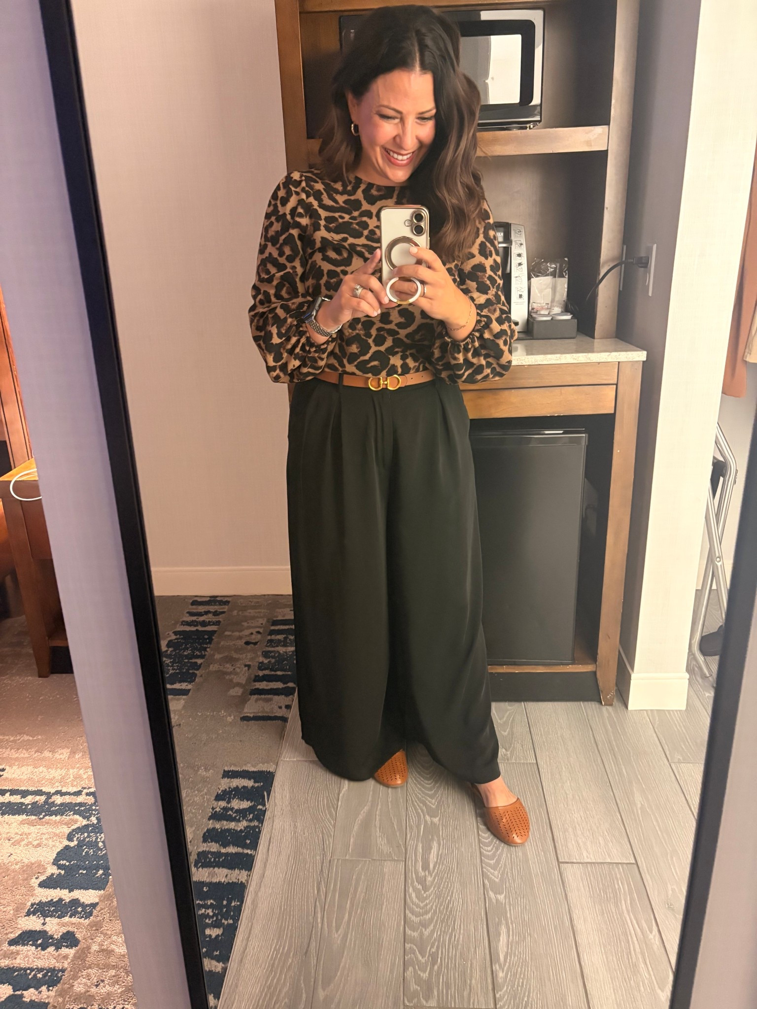 Ready for another full day in Washington DC! Wearing the best wide leg trousers that feel like pajama pants! I’ve had these for years and have them in a couple of colors. I’m wearing a small short. My flats are super comfy, I also have them in black. I wore them earlier this week and walked 16k steps in them, so I highly recommend. Size down if you wear a half size. 

Office outfit
Teacher style
Fall outfit

#LTKPetite #LTKWorkwear #LTKShoeCrush